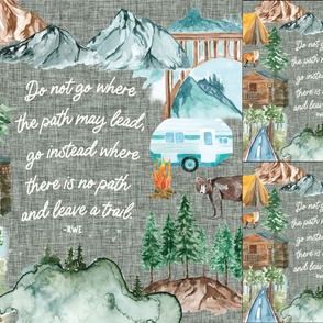 1 blanket + 2 loveys: laurel linen camping map // do not go where the path may lead, go instead where there is no path and leave a trail