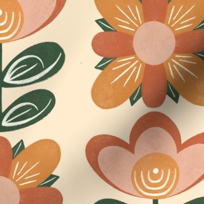 Vintage retro scandi floral kitchen tiles 