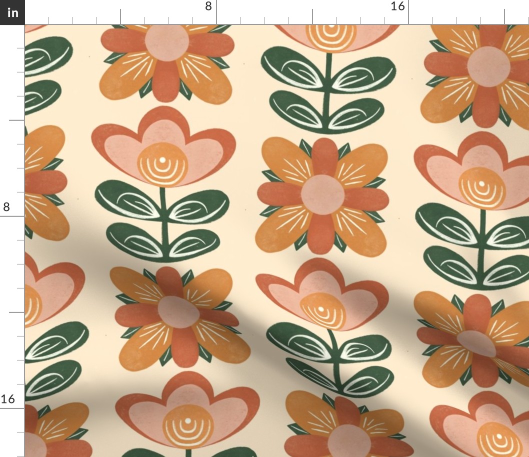 Vintage retro scandi floral kitchen tiles 