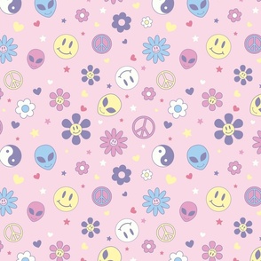 peace signs and smiley faces wallpaper
