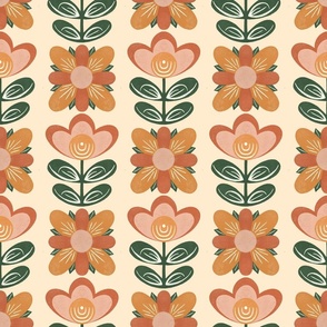 Vintage retro scandi floral kitchen tiles (9x9)