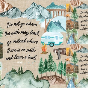 1 blanket + 2 loveys: 13-2 linen camping map // do not go where the path may lead, go instead where there is no path and leave a trail