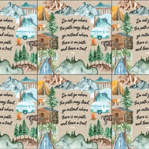 6 loveys: 13-2 linen camping map // do not go where the path may lead, go instead where there is no path and leave a trail