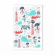 2024 Calendar Tea Towel - Ahoy Matey Nautical