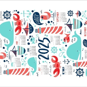 2024 Calendar Tea Towel - Ahoy Matey Nautical