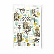 Island Tiki 2024 Calendar Tea Towel and Wall Hanging - White