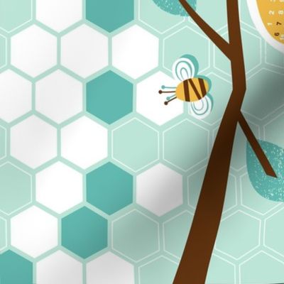 Save The Bees 2024 Calendar Tea Towel and Wall Hanging Aqua