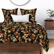 Boho Flowers Black