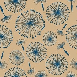 Delicate Dandelions - Tan + Navy Blue