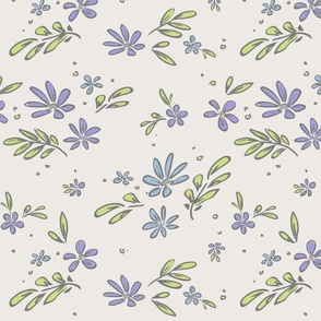 Pastel Doodle Floral - blue