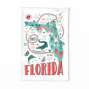 2024 Calendar Florida Illustrated Map Tea Towel and Wall Hanging