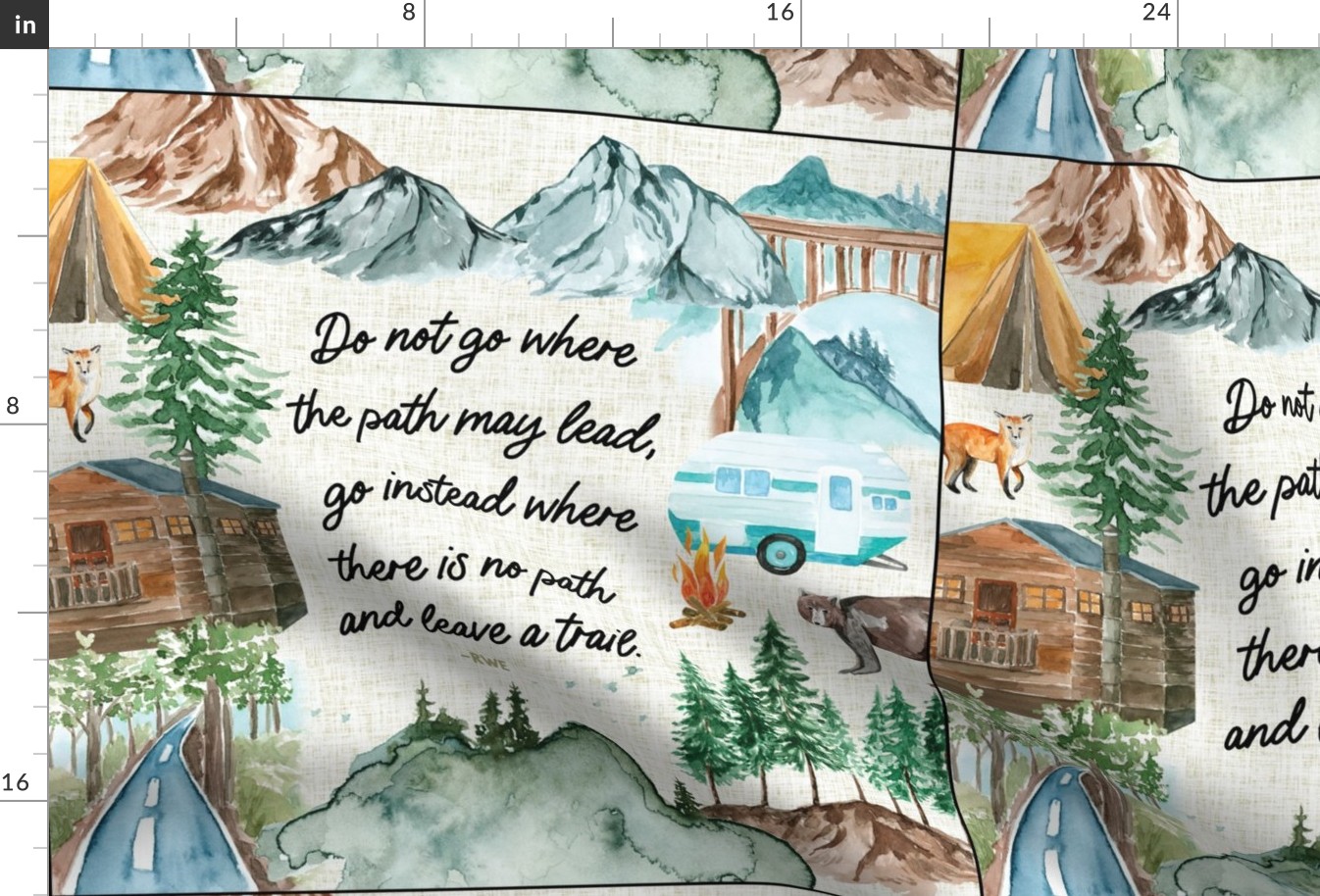 6 loveys: latte linen camping map // do not go where the path may lead, go instead where there is no path and leave a trail