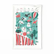 2024 Calendar Nevada Illustrated Map Tea Towel and Wall Hanging
