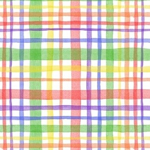 Rainbow Watercolor Plaid III (medium) || geometric square grid