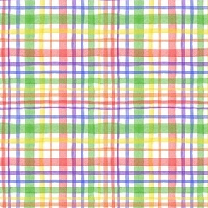 Rainbow Watercolor Plaid III (small) || geometric square grid