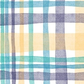 Yellow Blue Green Plaid / Gingham (large)