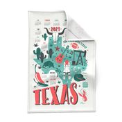 2024 Calendar Texas Illustrated Map Tea Towel and Wall Hanging
