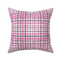 Pink Black Gingham / Plaid medium || geometric square grid