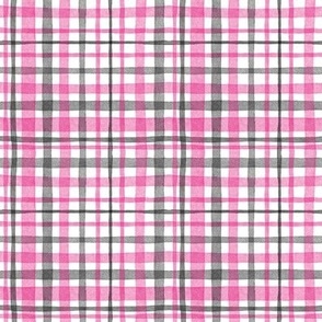 Pink Black Gingham / Plaid small || geometric square grid