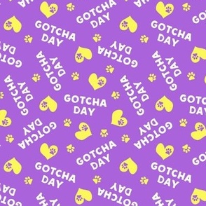 Gotcha day  - paw & heart tossed  - purple  - C22