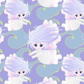 Angel Wave Honey Lilac Sky Blue abt 3" tall