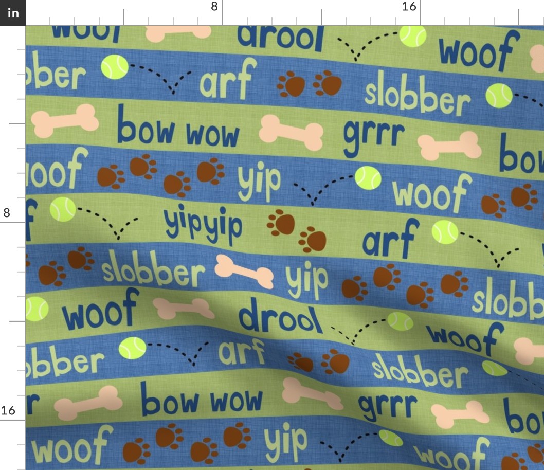 dog stripes green and blue - large scale