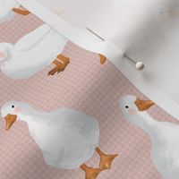 Cute White Puddle Ducks on Blush Burlap by Brittanylane