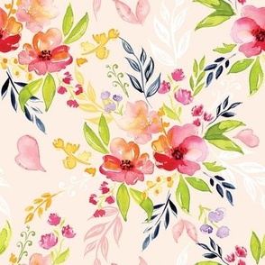 Watercolor Floral Breeze  in Pink