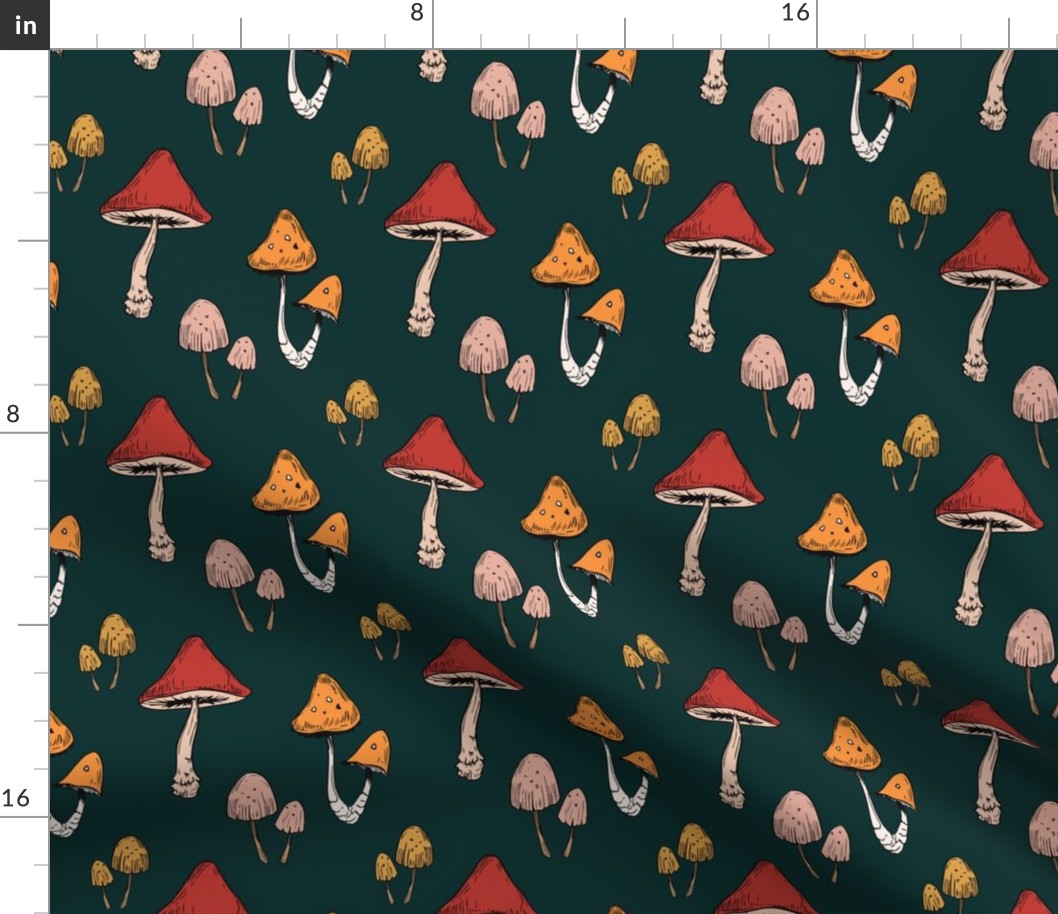 Classic Mushroom Forest - Toadstools Fabric | Spoonflower