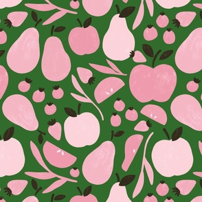 Green and Pink | Farm Fruits | Pastel | Regular scale ©designsbyroochita