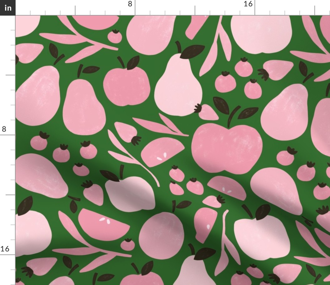 Green and Pink | Farm Fruits | Pastel | Regular scale ©designsbyroochita