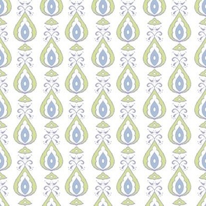Pastel Tear Drop Paisley Ikat  - White Background, Small Scale