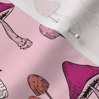 Classic Mushroom Woodland Forest - Pinks Purples