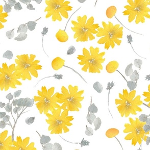 Yellow bohemian flowers watercolor - large 