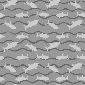 Sharks In The Waves Grays - Large Scale