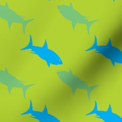Shark Streams Lime Green and Blue - Large Scale