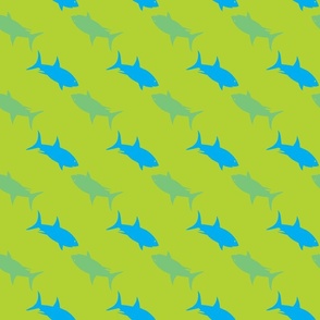 Shark Streams Lime Green and Blue - Large Scale