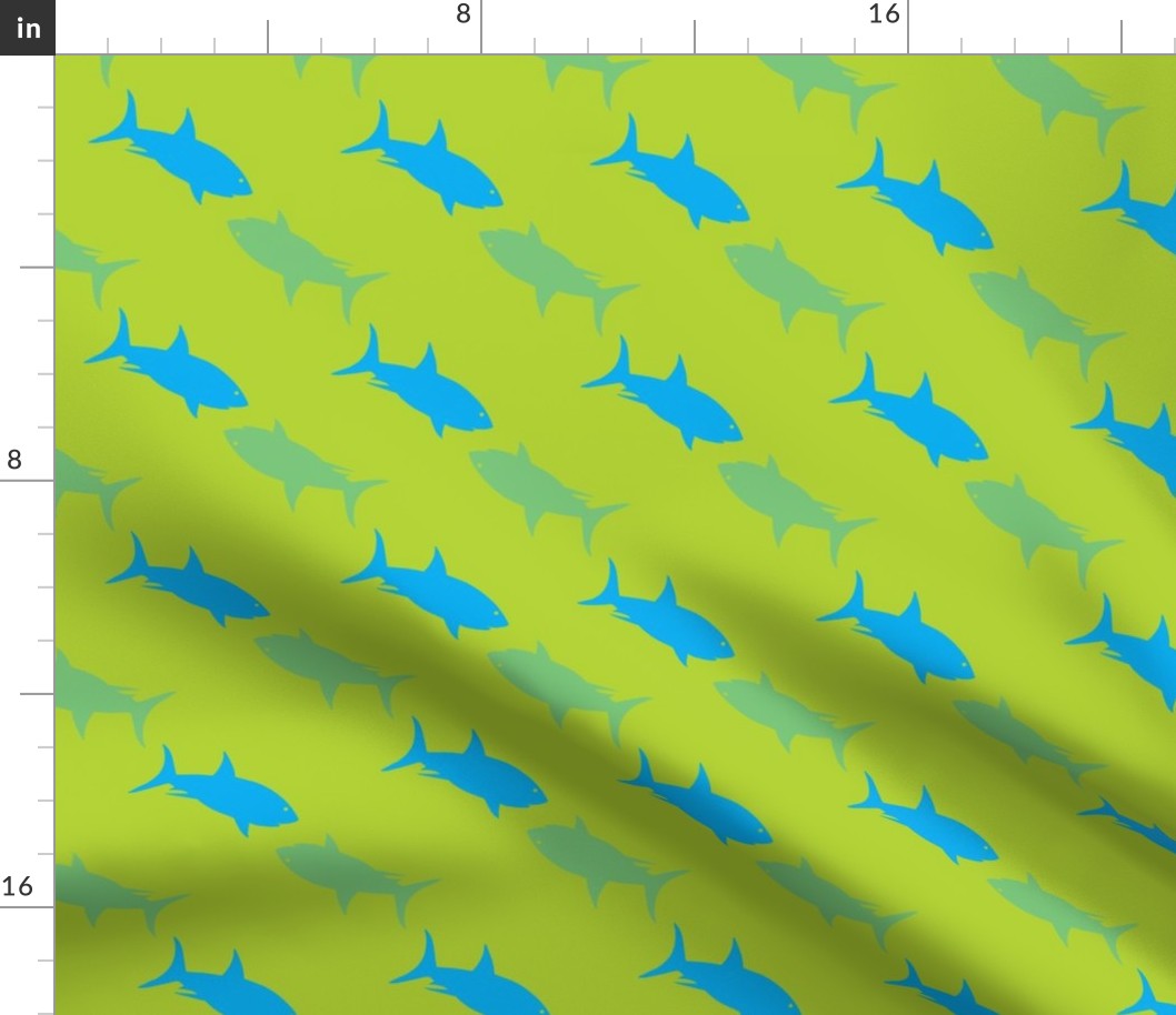 Shark Streams Lime Green and Blue - Large Scale