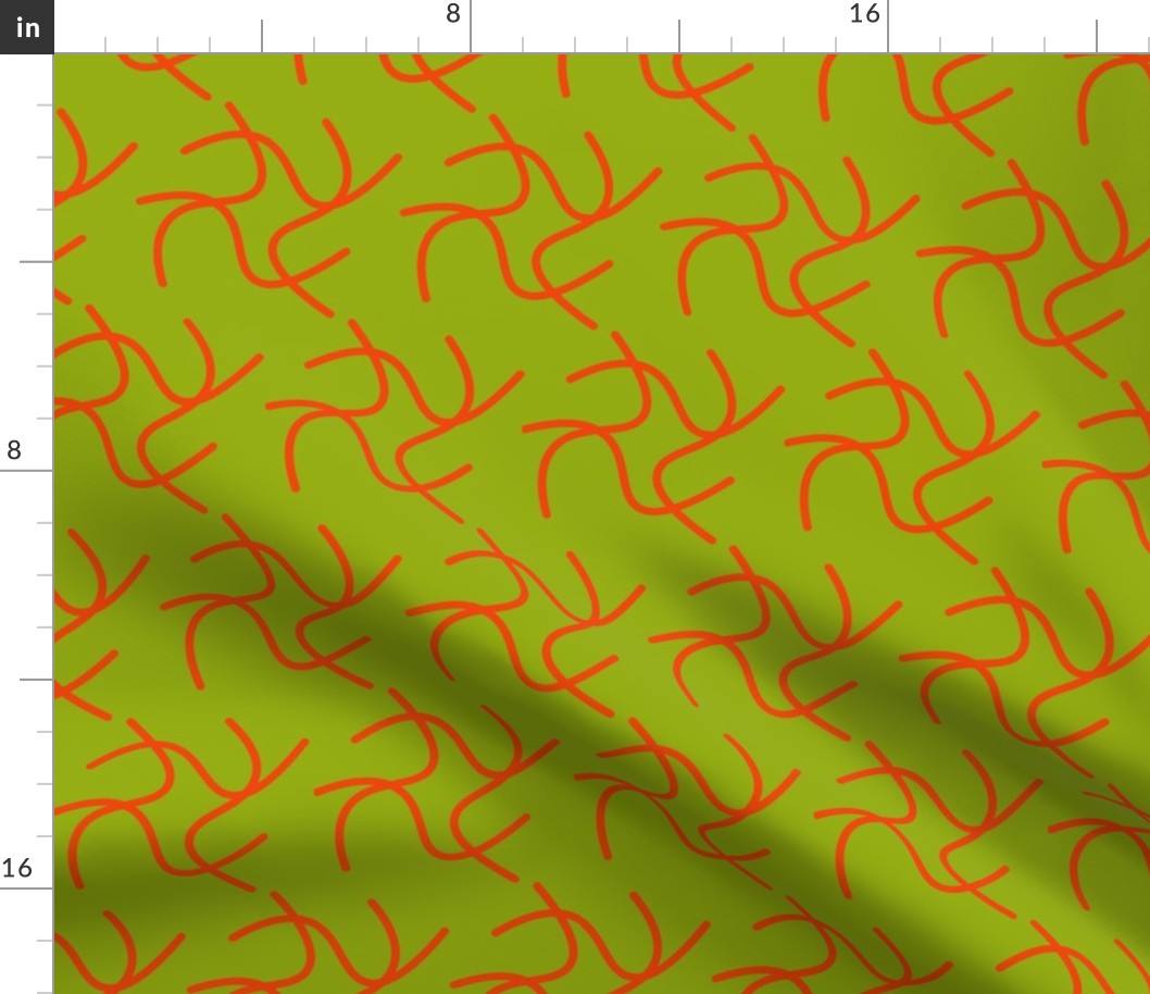 Orange tangle / contemporary / green background