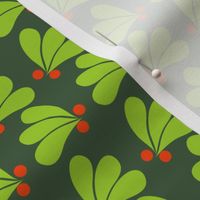 Christmas berry  / holly leaf / green background