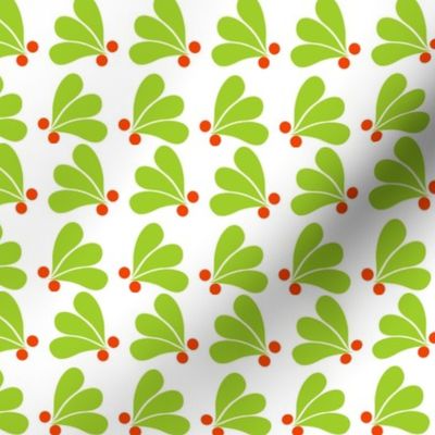 Christmas berry / holly leaf / white background 