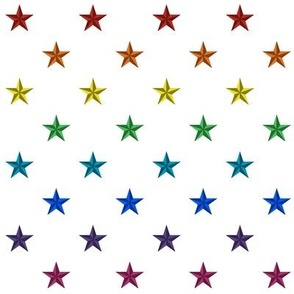 Rainbow Stars on White