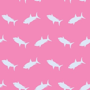 Shark Waves Pink and Violet - Large Scale