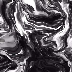 Black White Fluid Art