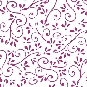 Berry Swirls and Fleur d Lis on White