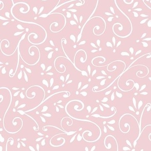 White Swirls and Fleur d Lis on Cotton Candy