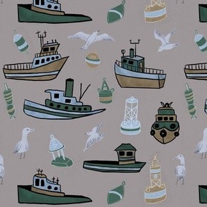 Nautical Menagerie Gray - Large Scale