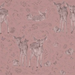 dusty pink fawns  / deer / watercolor