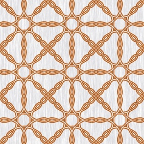Large Scale Celtic Weave Orange on White - Modern Minimalist MCM Design for Wallpaper 
