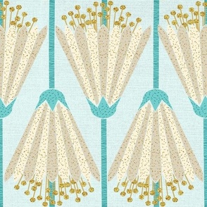 Gilded Lily // Gold and Cream on Light Blue